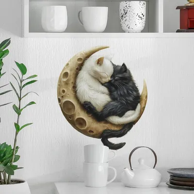 1pc Cartoon Paar Katzen Wanda uf kleber Tier Wand zubehör Schlafzimmer Wohnzimmer Wohnkultur Waschraum Toilette Vinyl Aufkleber Image