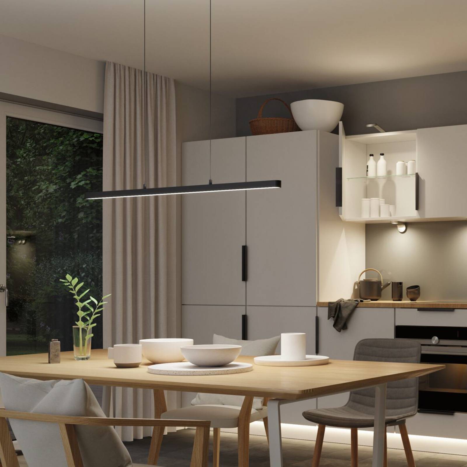 Paulmann Smarte Hängelampe Lento, dimmbar, schwarz, für Wohn- / Esszimmer, Aluminium, Modern, Smart Home Pendelleuchte