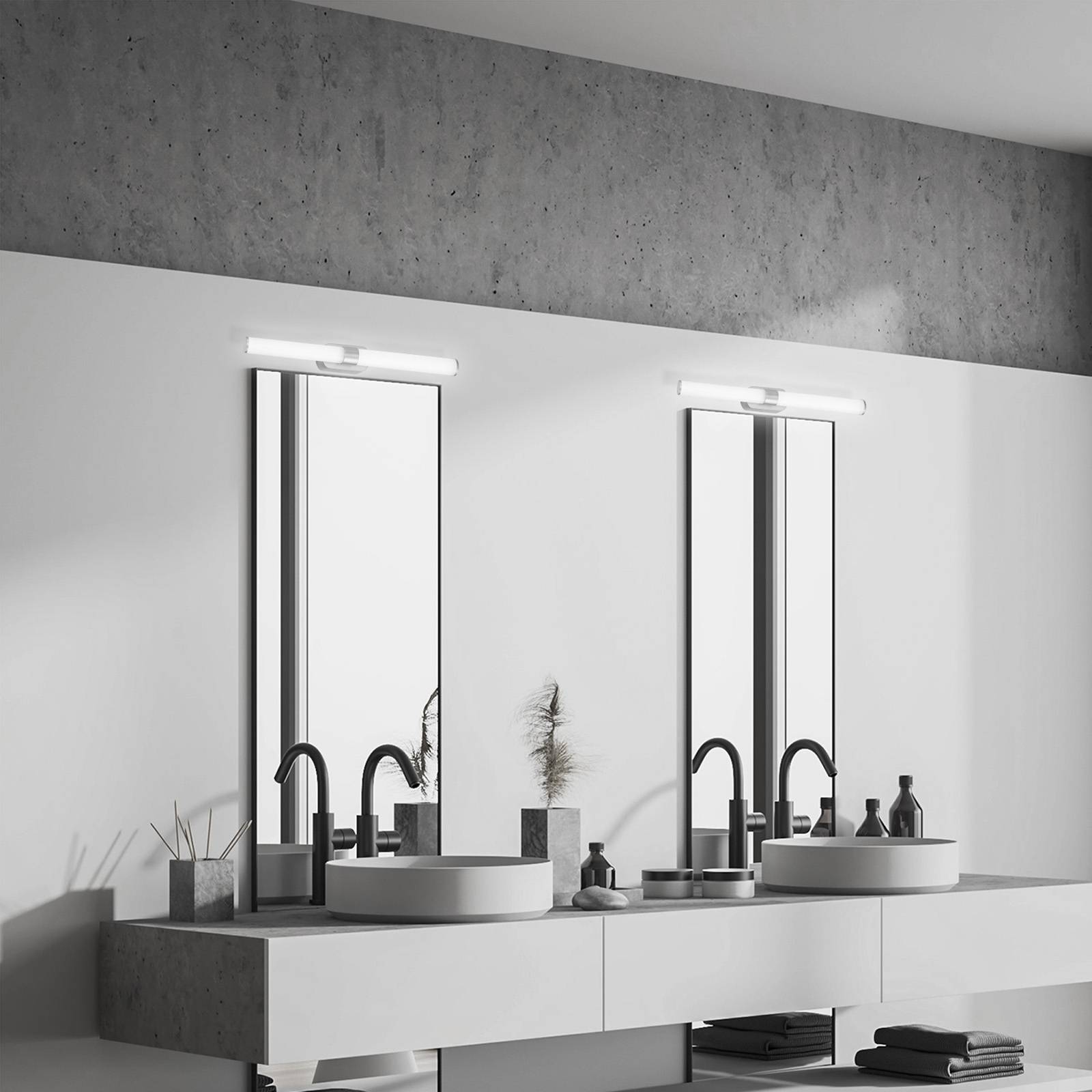 Briloner Wandlampe 2117014, alu / grau / zink, für Badezimmer, Kunststoff, Wandleuchte, Wandlampe Bad