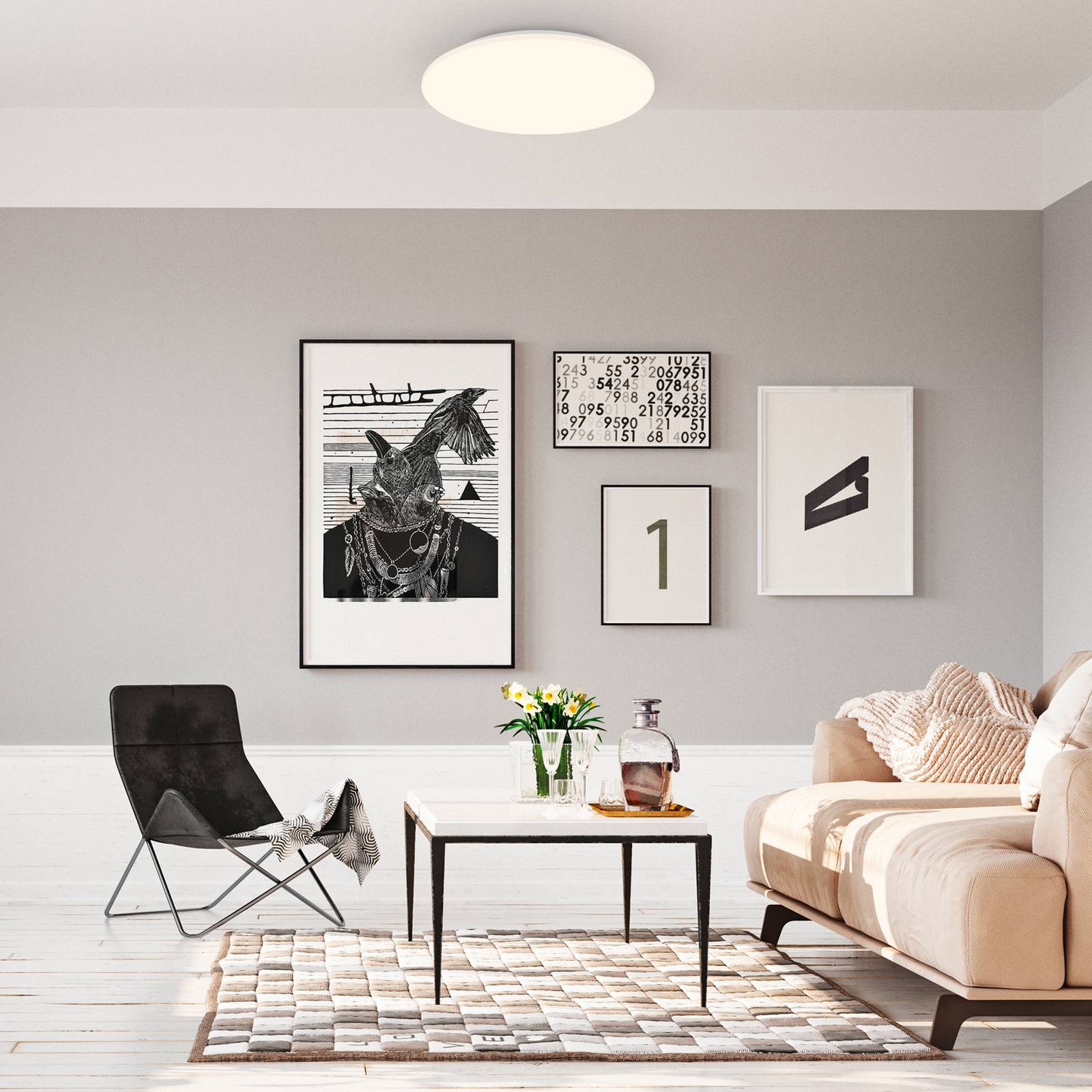 Briloner Deckenlampe mit Bewegungsmelder Ekos, weiß / opal, für Flurbereich, Kunststoff, Deckenlampe mit Sensor