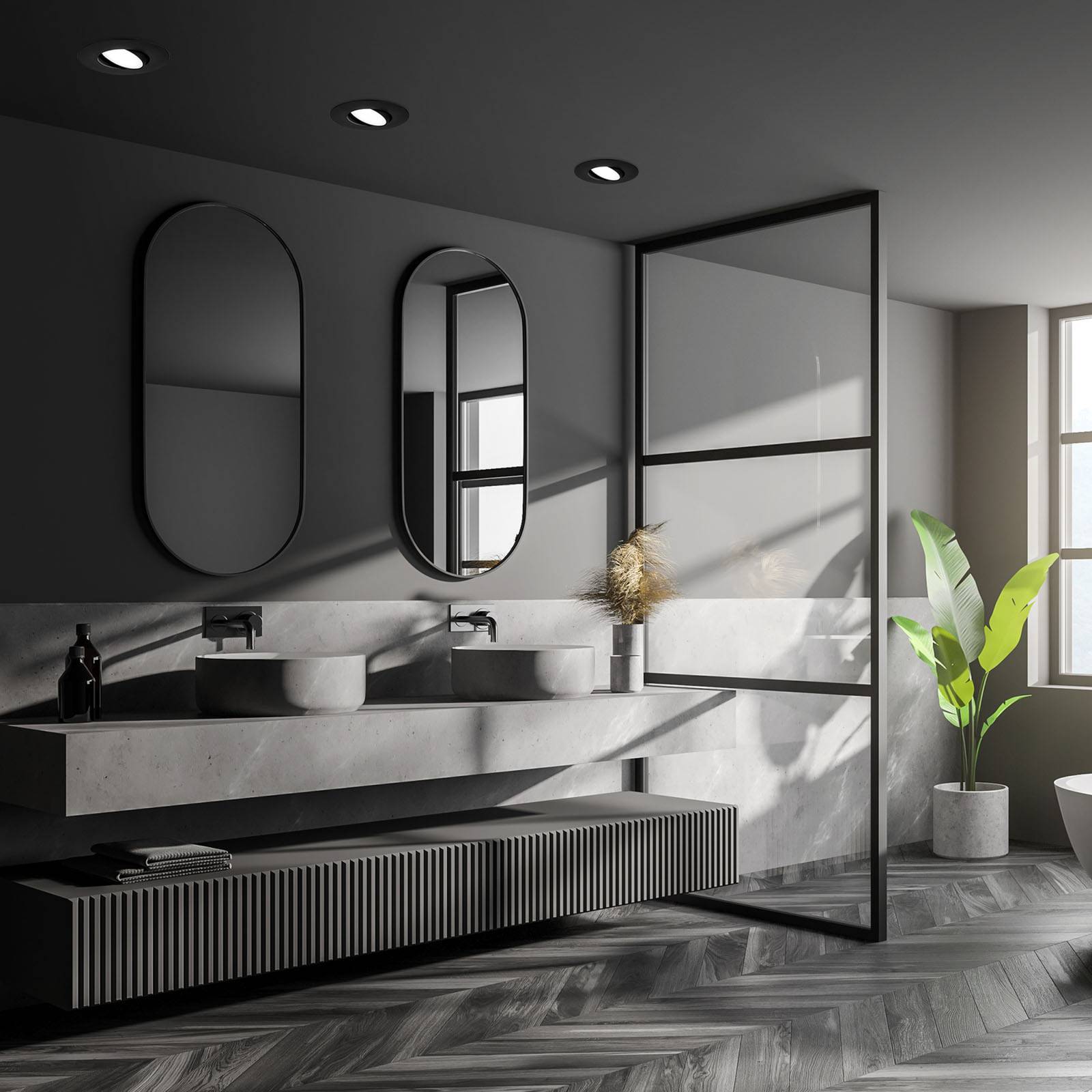 Briloner LED-Einbauspot 7597 3er IP65 4.000 K schwarz 7597, dimmbar, schwarz, für Badezimmer, Kunststoff