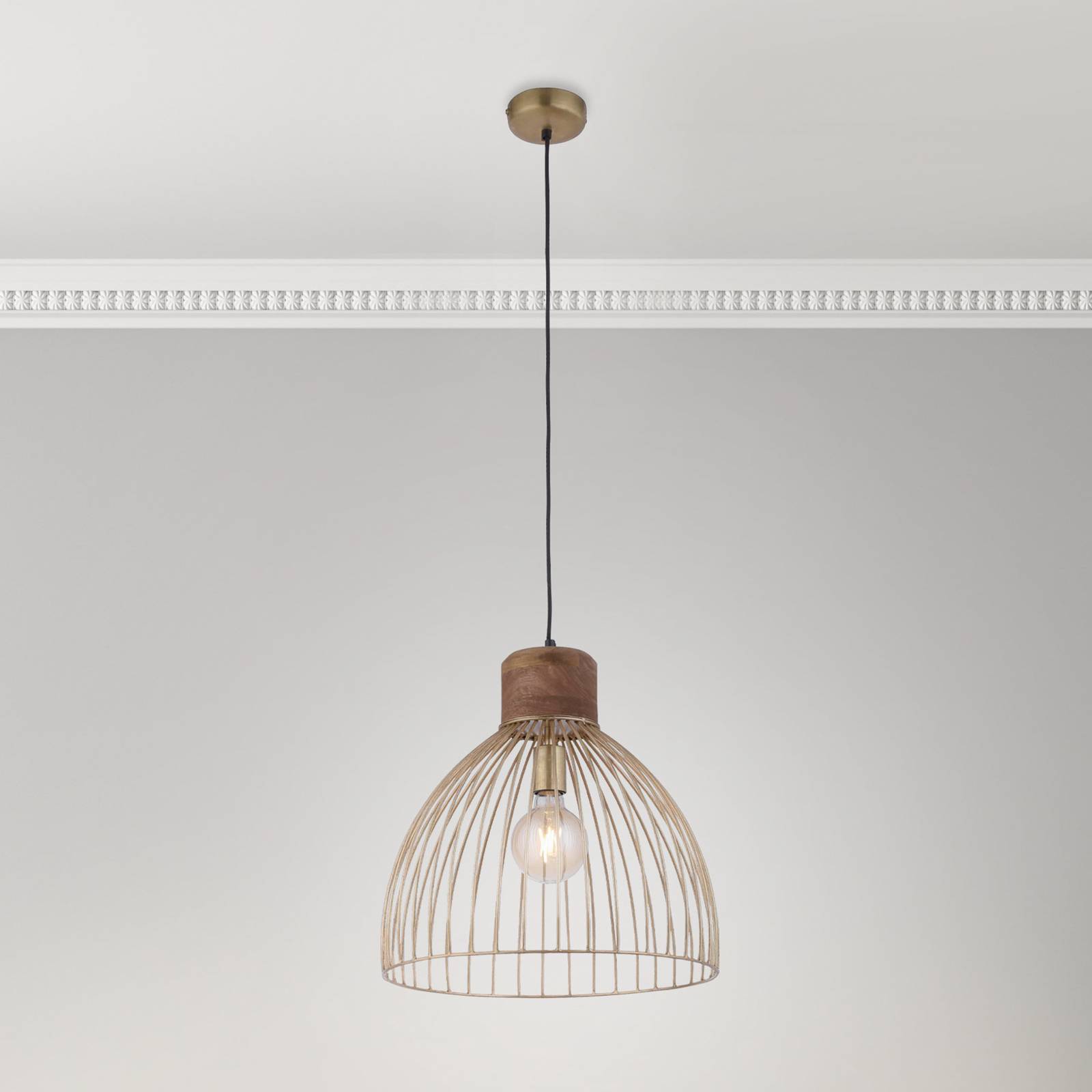 JUST LIGHT. GmbH Hängelampe Alami, dimmbar, Holz hell, für Wohn- / Esszimmer, Holz, Pendelleuchte