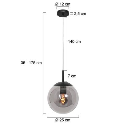 Steinhauer Glas Hängelampe Bollique, dimmbar, schwarz, für Wohn- / Esszimmer, Metall, Pendelleuchte Image