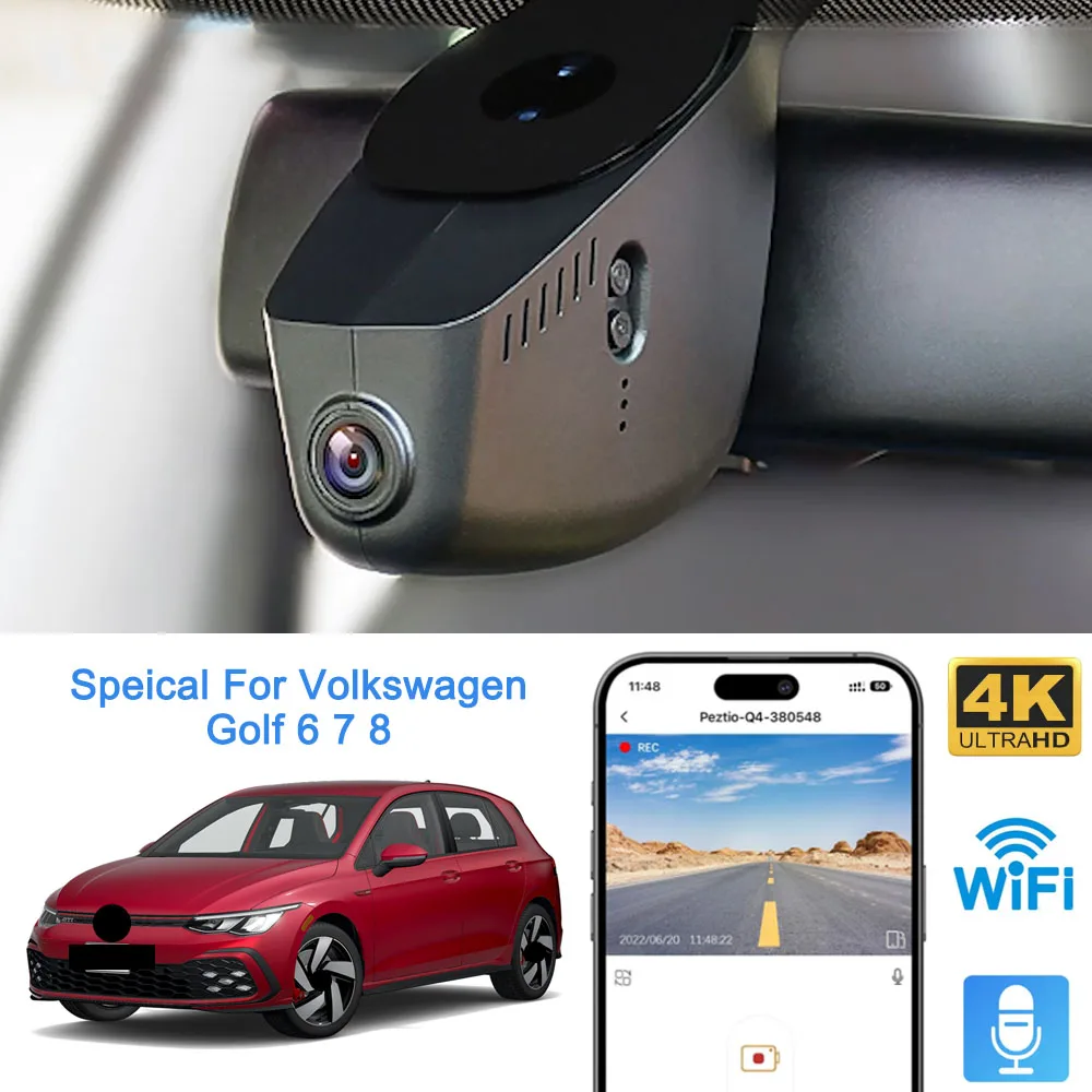 Mrec Dashcam Wifi Vorne Hinten Dual Kamera 4K Dash Cam für Volkswagen Golf 6 Golf 7 Golf 8 Vw Mk Golf 6 7 8 R Tdi Gti Gte Mk6 Mk7 Mk8 Image