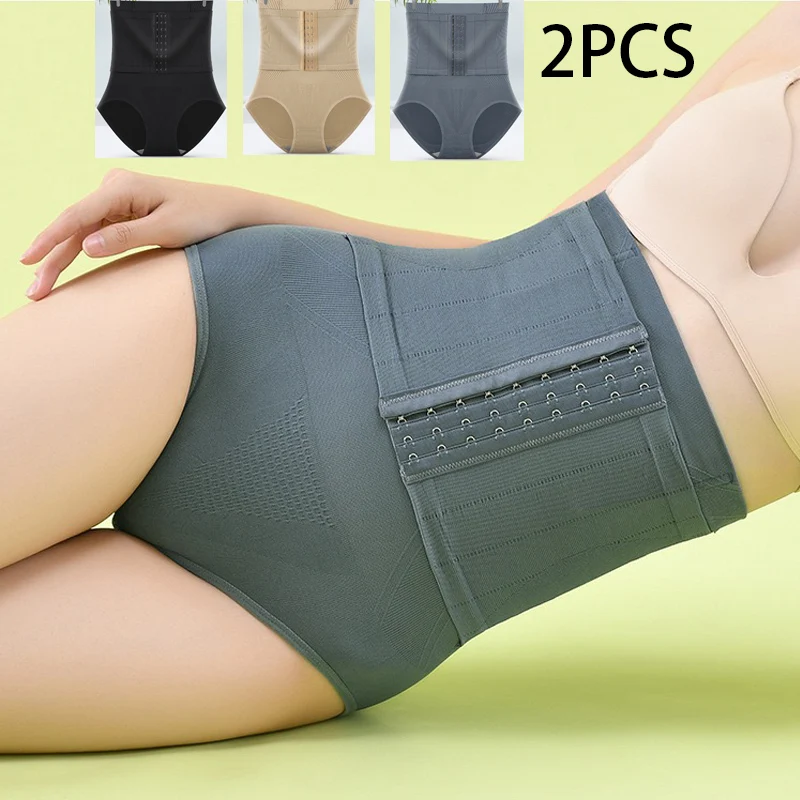 2 pezzi da donna slip modellanti a vita alta regolazione della fibbia body shaper biancheria intima dimagrante culo sollevatore controllo mutandine shapewear pant