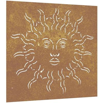 Garten-Wanddeko 55x55 cm Cortenstahl Sonne-Design vidaXL Image