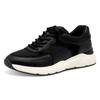 Plateausneaker TAMARIS, Damen, Gr. 40, schwarz, Leder, Textil, Lederimitat, unifarben, sportlich, Schuhe, Freizeitschuh, Halbschuh, Schnürschuh mit gepolstertem Schaftrand