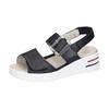 Keilsandalette WALDLÄUFER "H-DINA", Damen, Gr. 7,5 (41), blau (dunkelblau), Nubukleder, unifarben, klassisch, Schuhe, Klettschuh, Sandale, Sommerschuh in Komfortweite H (= sehr weit)