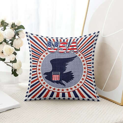4. Juli Dekorative Toss Kissenbezug 1PC Unabhängigkeitstag Amerikanischer Adler Weicher quadratischer Couchkissenbezug Kopfkissenbezug für Schlafzimmer Wohnzimmer Sofa Stuhl Image