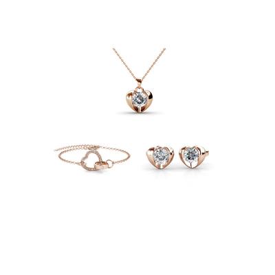 Simply Love Verschlossenes Herz für Baum Set - Rose Gold und Kristall Image
