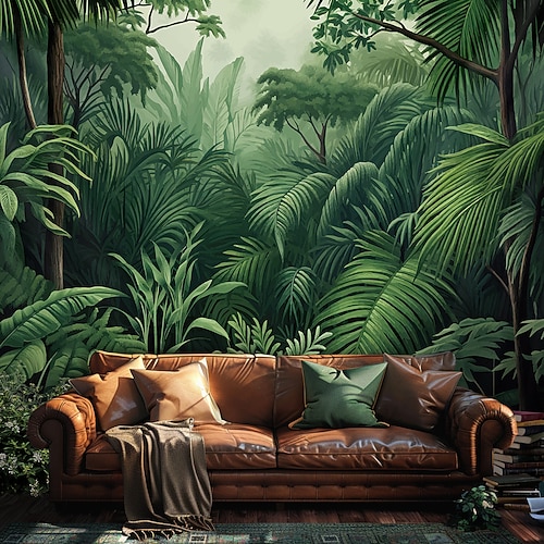 Tropischer Regenwald hängender Wandteppich Wandkunst großer Wandteppich Wandmalerei Foto Hintergrund Decke Vorhang Heim Schlafzimmer Wohnzimmer Dekoration Image
