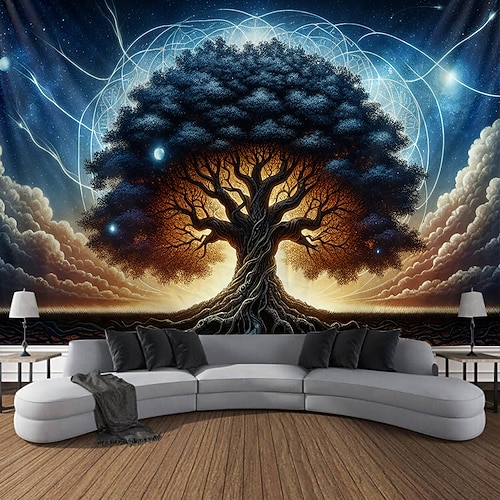 Lebensbaum Hängetapisserie Wandkunst Große Wandteppich Wandmalerei Dekor Fotohintergrund Decke Vorhang Wohn Schlafraum Wohnzimmerdekoration Image