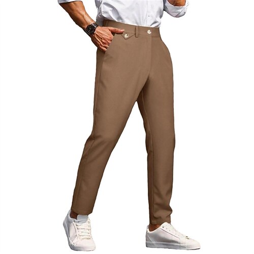 Herren Anzughosen Hose Hosen Chinesisch Chino Knopf Tasche Glatt Komfort Formal Party Arbeit Modisch Klassicher Stil Armeegrün Schwarz Mikro-elastisch Image