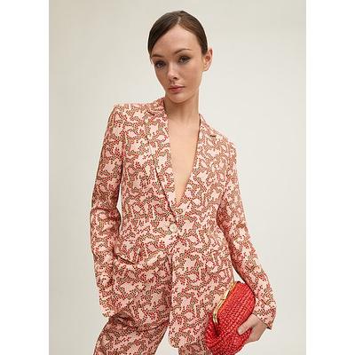 Rebecca Italian Straw Blossom Print Soft Tailored Jacket, Strawberry