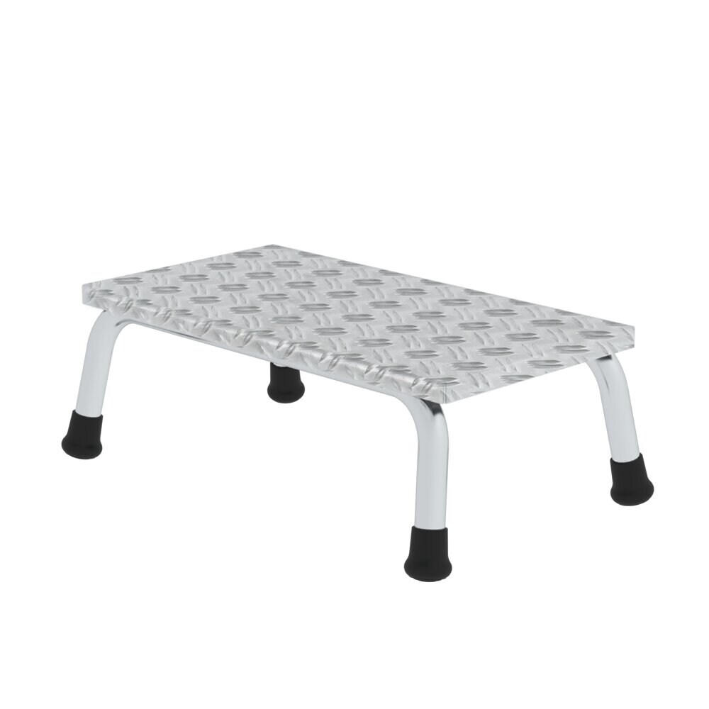 PROREGAL Arbeitspodest starr | 1 Stufe | Aluminium-Warzenblech | Rutschfeste Kunststoffschuhe Image