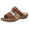 Pantolette RIEKER, Damen, Gr. 37, braun (cognac), Lederimitat, unifarben, casual, Schuhe, Sommerschuh, Strandschuh, Klettschuh mit Perforation, Topseller