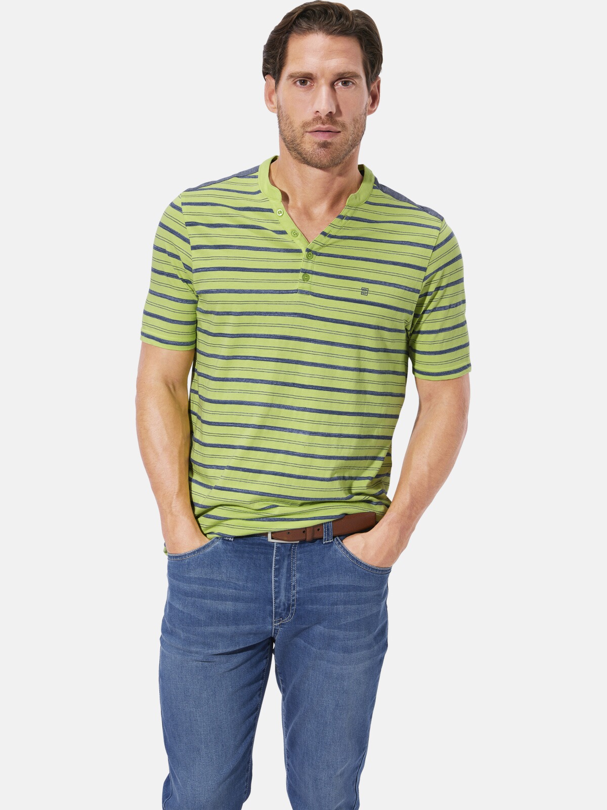 T-Shirt BABISTA "T-Shirt FARLOR", Herren, Gr. 3XL, grün (grün gestreift), Obermaterial: 75% Baumwolle CO. 25% Polyester COOLMAX PES(Coolmax)., Shirts T-Shirt