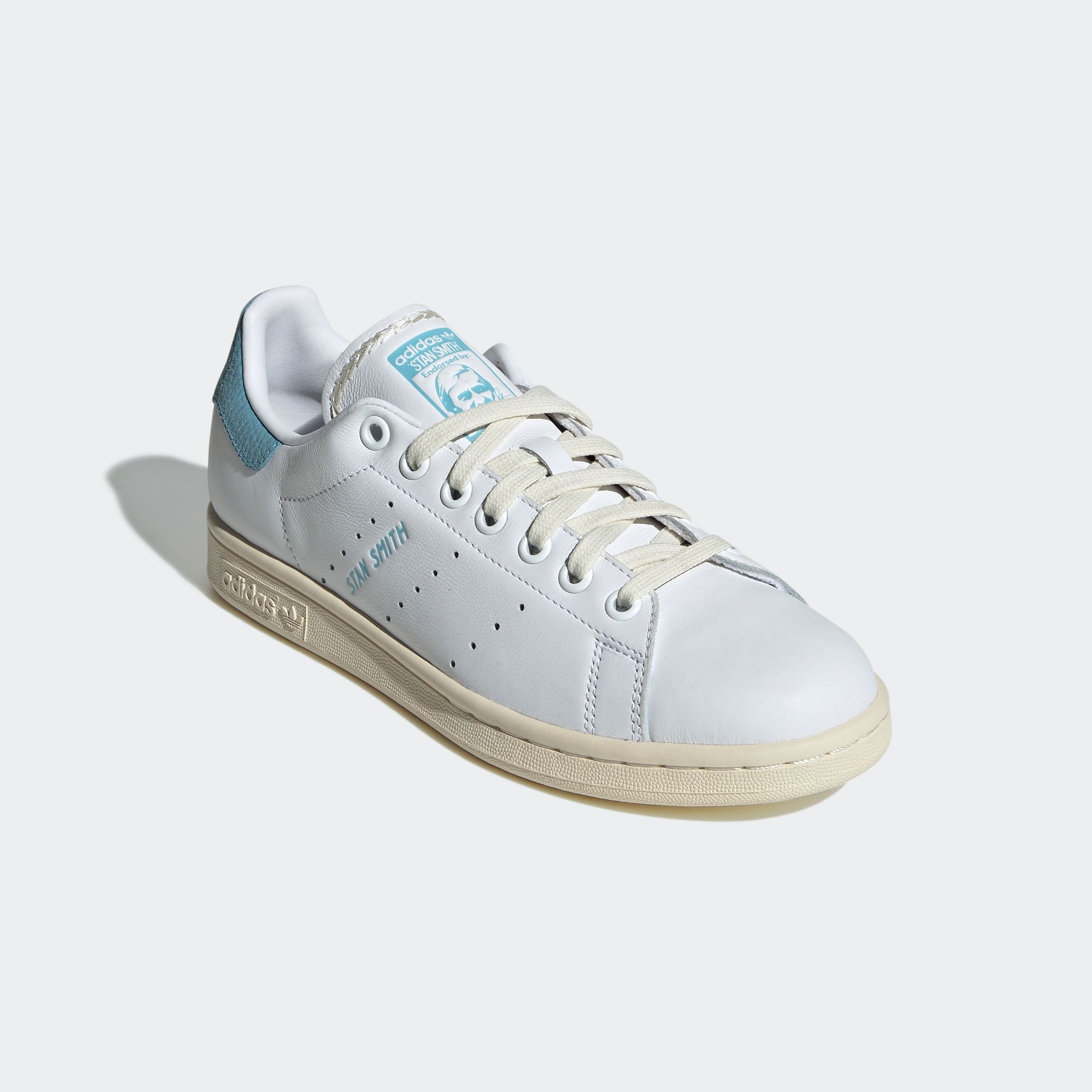 Sneaker ADIDAS ORIGINALS "STAN SMITH W", Gr. 39, weiß (cloud weiß, preloved blau, cream weiß), Leder, Synthetik, Schuhe