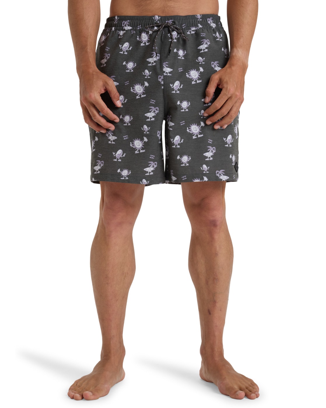 Boardshorts BILLABONG "Wasted Times 18.5", Herren, Gr. L, grau (raven), 72% Polyester, 20% Baumwolle, 8% Elasthan, Hosen Image