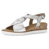 Sandalette GABOR "GENUA", Damen, Gr. 44, silber (silberfarben), Kalbsleder, metallic, klassisch, Schuhe, Keilabsatz, Sommerschuh, Riemchensandale in Komfortweite G (=weit), Topseller