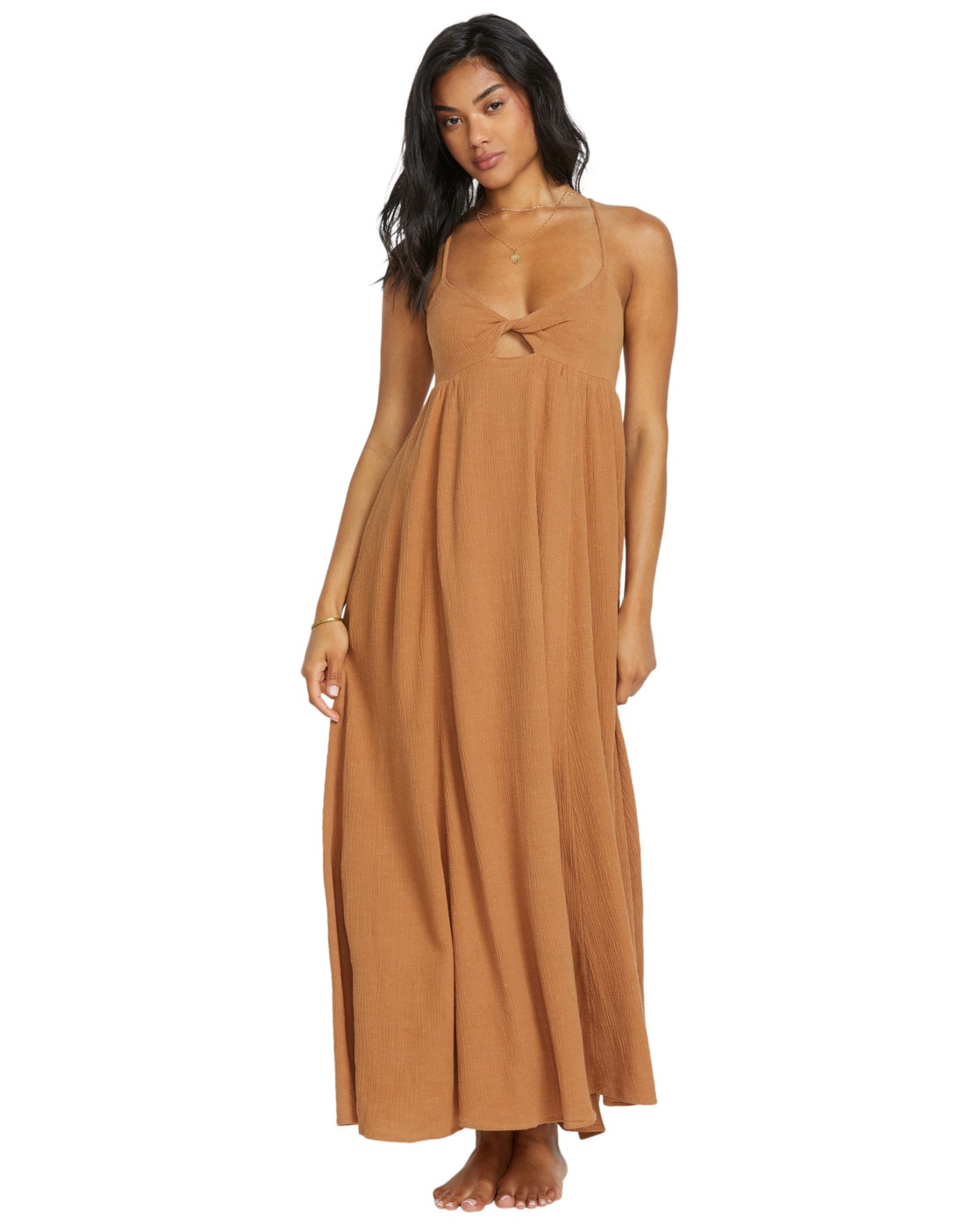 Maxikleid BILLABONG "Modern Love", Damen, Gr. XS, US-Größen, beige (doeskin), 55% Baumwolle 45% Viskose, Kleider Maxikleid