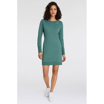Sweatkleid RAGWEAR "MENITA O", Damen, Gr. S (36), N-Gr, grün, Sweatware, Obermaterial: 70% Baumwolle, 30% Polyester, unifarben, kontrastfarbene Details, casual, figurbetont, Rundhals, Langarm, Kleider, mit veganer 3 Knopf-Applikation Image