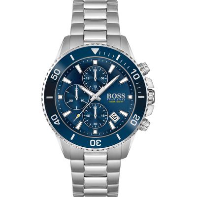 Chronograph BOSS "ADMIRAL", silber (silberfarben, blau), Armbanduhren, Herren, Quarzuhr, Herrenuhr, Armbanduhr, Stoppfunktion, Edelstahlarmband Image