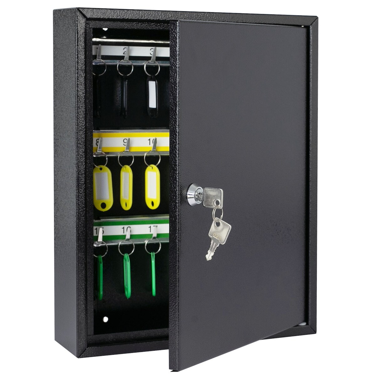 HMF 13542-02 Schlüsselschrank, 42 Haken, 35 x 27 x 8 cm, Schwarz Image