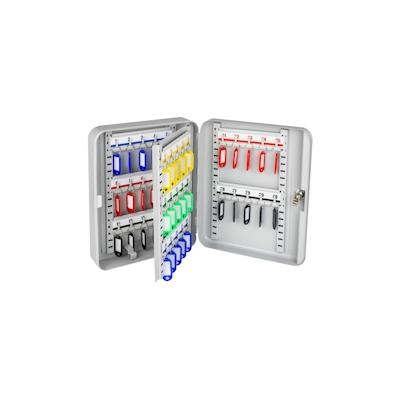 HMF 13040-07 Schlüsselkasten abschließbar, 40 Haken, 30 x 24 x 7,5 cm, Lichtgrau Image