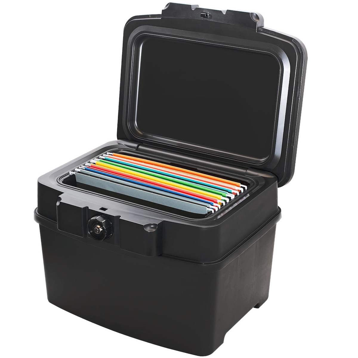 HMF 250453 Feuerfeste Wasserdichte Dokumentenbox für Hängeregister, DIN A4, 44,5 x 34 x 33 cm, Schwarz Image