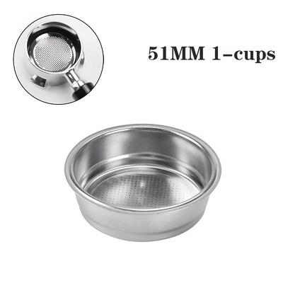 TEMU 1pc Coffee Filter Basket Espresso 51mm Non Pressurized Filter Cup Stainless Steel For Deloinghi Portafilter 1-cup 2-cups 4-cups Blind Machine Accessories Barista Tools