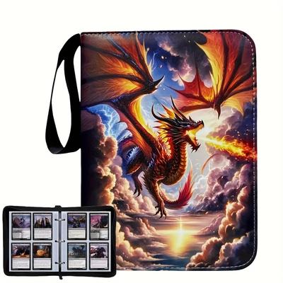 TEMU 4-pocket Card Album, High-end Zippered Trading Card Holder, 400 Double-sided Pu Leather Card Storage Case, Display & Storage For Sports & Game Cards, Collectible Display Organizer