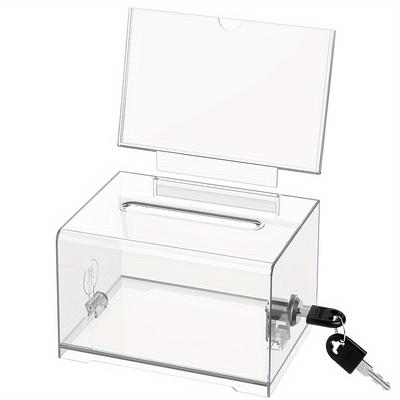 TEMU 1 Piece, Safe Donation And Suggestion Box, Lockable, Sign Rack For Wall Mounted Display, Collecting Ballot Style, Donation Box, Used As A Piggy Bank