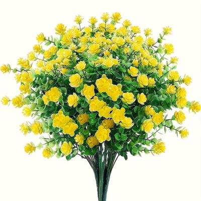 TEMU 5 Bundles Artificial Flowers For Outdoor, Uv Resistant Outdoor Flowers, Lifelike Fake Plastic Flowers For Decoration Home Kitchen Office Garden Wedding Farmhouse Decor, Fall Home Decor Image