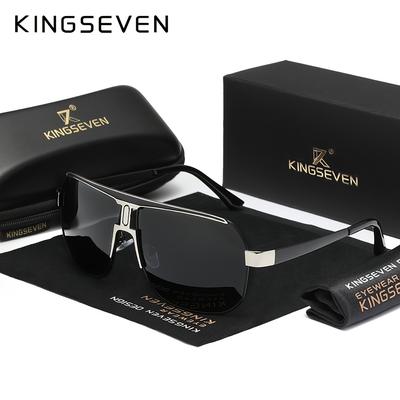 TEMU Kingseven Polarized Photochromic Glasses For - Stylish Full Rim Stainless , Pc Lenses, , Photography, Birthdays, Holidays, Parties, Christmas & Valentine's Day Gift, With Case, Polarized Glasses Image