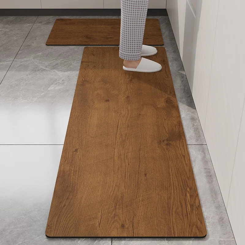 Kitchen Carpet Waterproof Non-slip PVC Floor Mat Imitation Wood Grain Wash-free Leather Rug Long Size Home Decoration Foot Mats