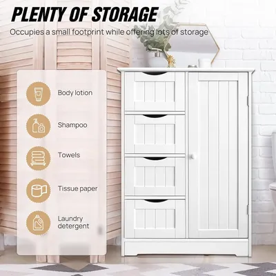 BRIEFNESS Bathroom cabinet Bathroom organiser Storage cabinet Sideboard with doors and shelves Freestanding floor cabinet
