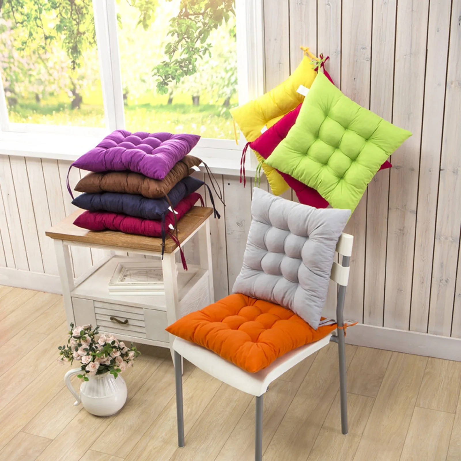 Colourful Chunky Seat Pads Cushion Chair Garden Cushion New Home Textile Cushion Garden HomeTie On Office Garden Dining Kitchen