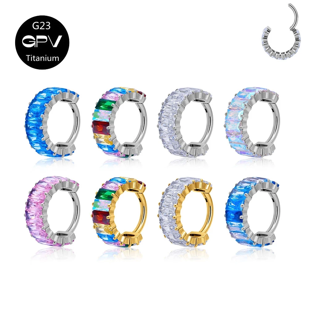 G23 titan f136 ohrringe luxus zc mode damen körper perforierte schmuck ring ohrringe vakuum vergoldete stein zucker ringe Image