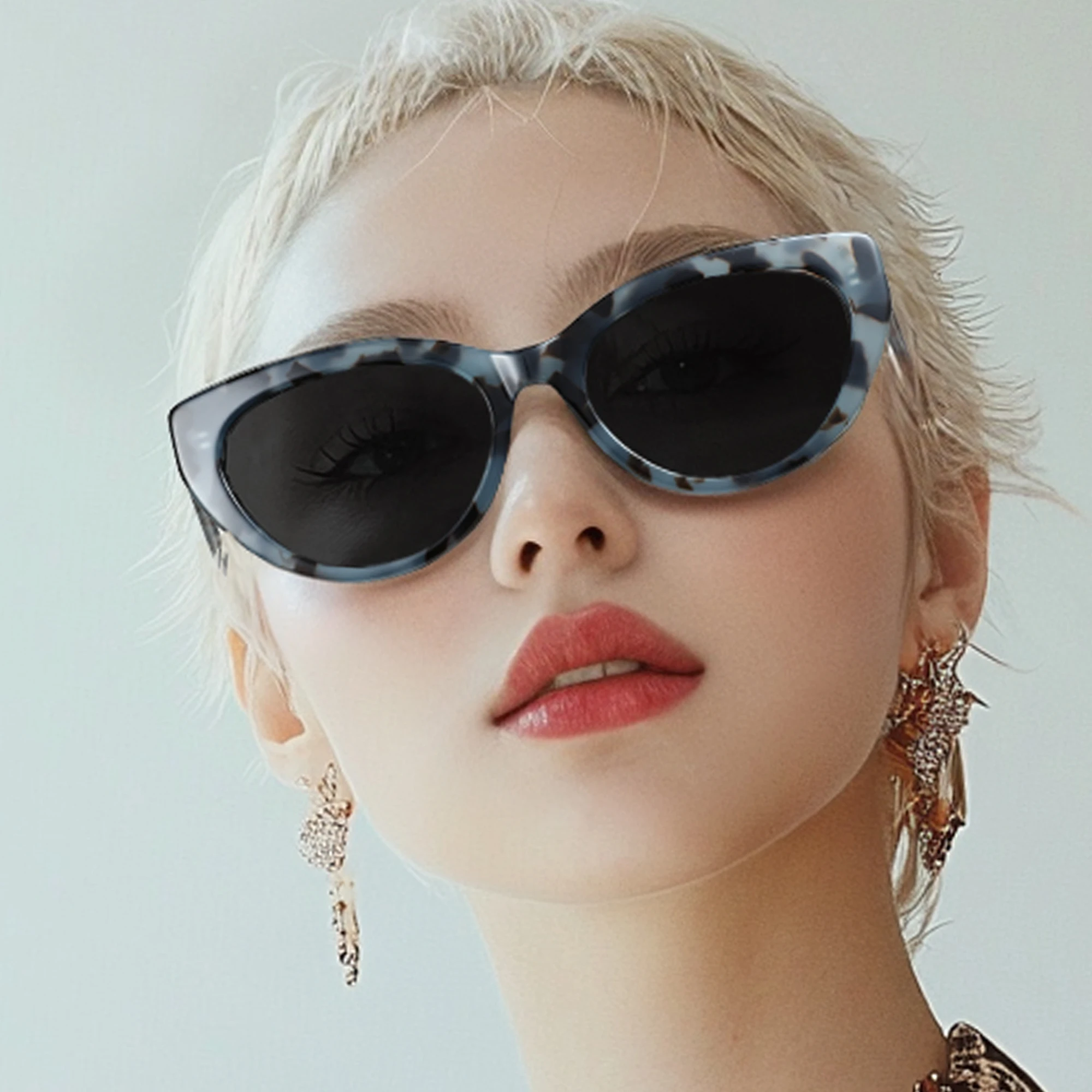 ZENOTTIC Modische kleine Cat-Eye-polarisierte Sonnenbrille aus Acetat, UV400-Schutz, Sonnenbrille, Schatten für Damen, Urlaubsgeschenk Image