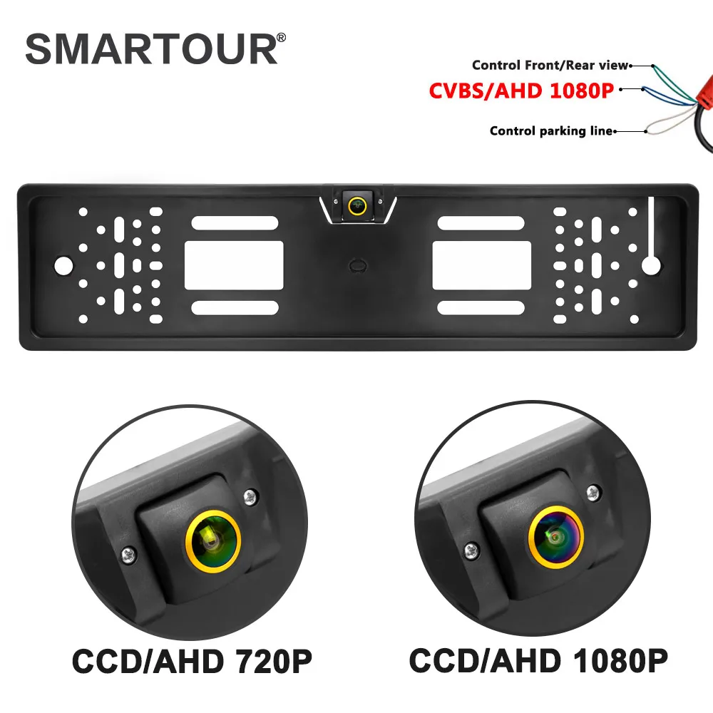 HD AHD 1080P 180 Grad Goldene Fisheye Für EU Europäischen Fahrzeug Rückansicht Kamera Anzahl Kennzeichen Rahmen Auto backup Kamera Image