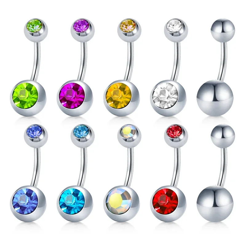 14G kurze Bauchnabelringe für Frauen Körper gebogene Barbell baumeln Körper Piercing Set Nabel Bar Ringe CZ -Ton 6mm 8mm 10mm Image