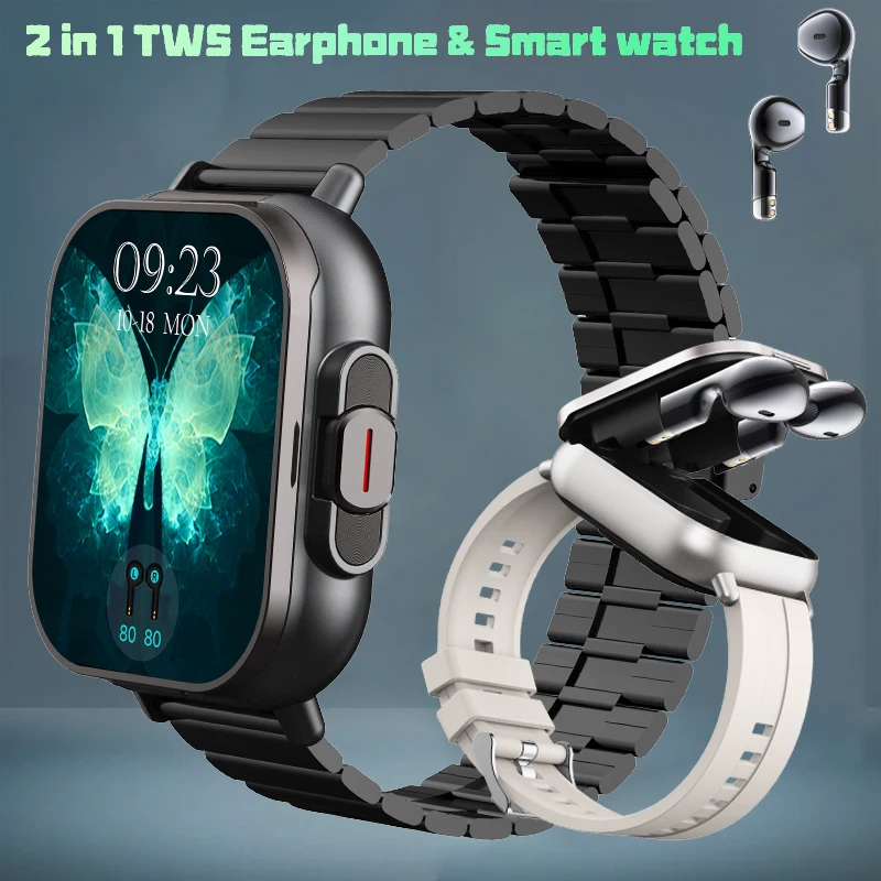 LIGE Neue TWS 2-in-1 Mit Headset Smart Uhr Bluetooth Anruf Männer Uhr GPS Track SmartWatch Herzfrequenz Monitor spielen Musik Uhren Image
