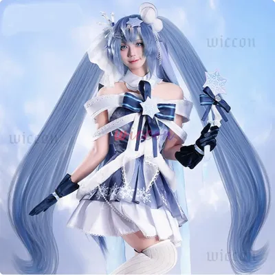 2025 New Snow M1ku Cosplay Costume Wig Anime Miikuu Winter Lolita Dress Hat Hairwear Halloween Image