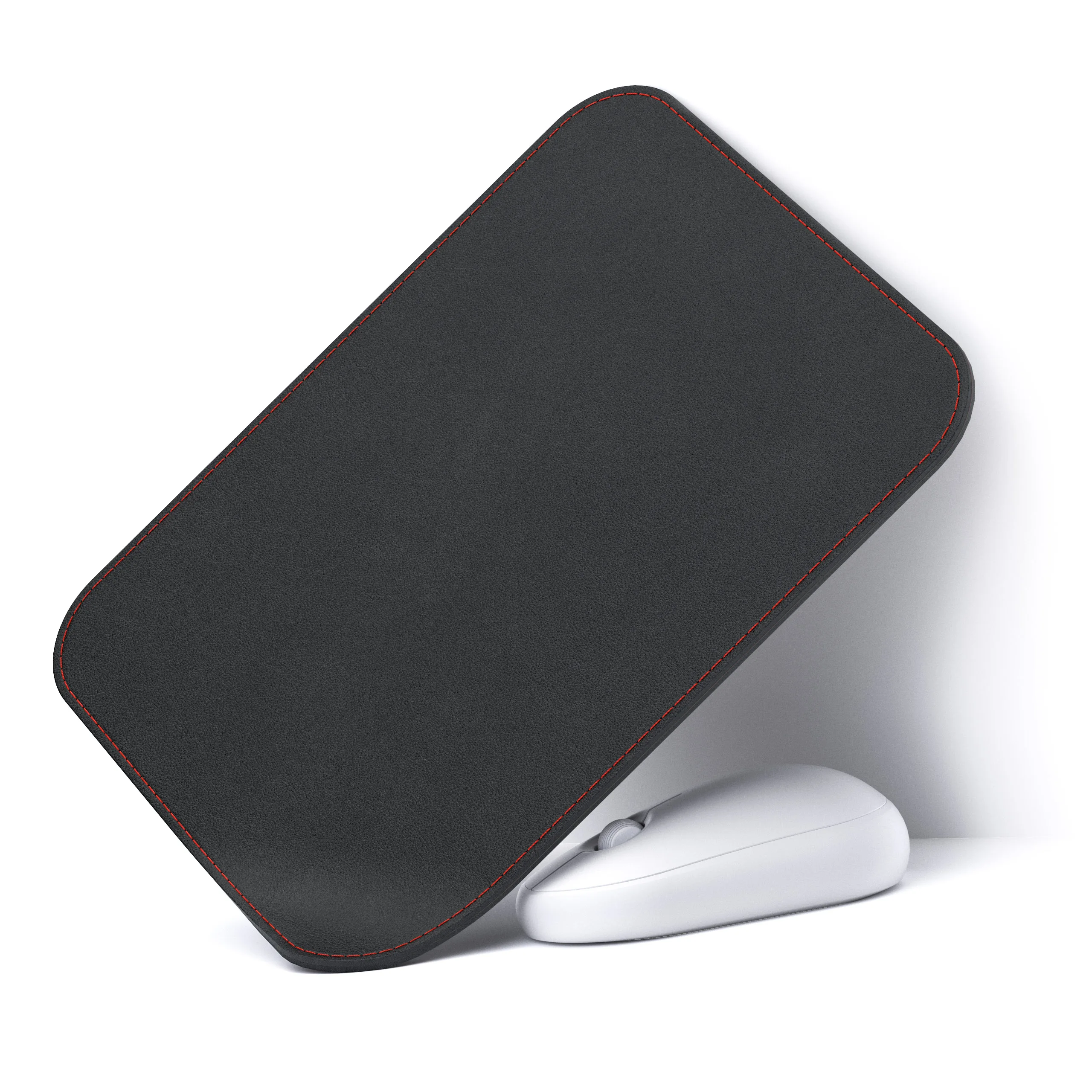 4 mm großes Mauspad, PU-Leder-Mauspad mit genähtem Rand, Mikrofaserbasis mit rutschfester, wasserdichter Oberfläche, Mauspad für Computer und Laptops Image