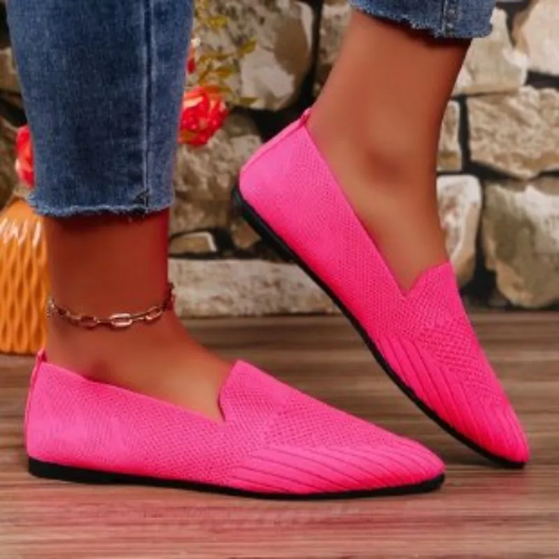 Damen Flache Schuhe 2026 Neue Sommer Casual Mesh Atmungsaktive Flache Schuhe Damen Komfort Leichte Sneaker Damen Slip-on Loafer Schuhe