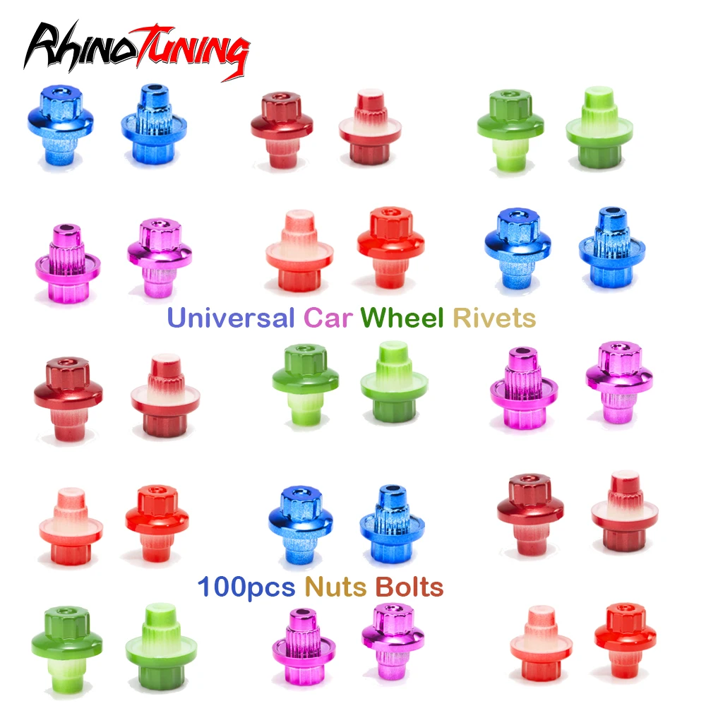 100 stücke 14mm Universal Rad Nieten Für Rand Kappe Lip Schraube Bolzen Reifen Muttern Replacemen Decorationt Außen Zubehör Image