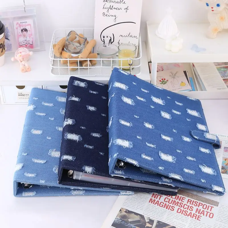 Denim A4 Binder Fotokartenhalter Loseblatt-D-Ring 9-Slot-Karte Sammelbuch Postkarte Laser Ticket Aufbewahrung Album Kpop Defensanica Diego Image