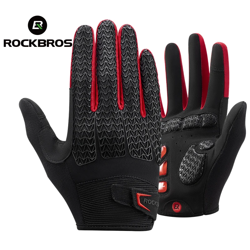 ROCKBROS Fahrradhandschuhe Touchscreen Anti-Rutsch-Stoßfest SBR Plam Vollfinger-Fahrradhandschuhe Sport MTB Rennrad Lange Handschuhe Image
