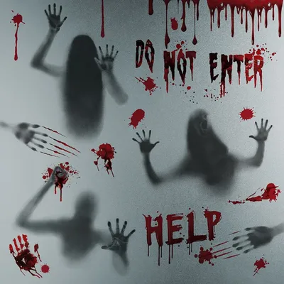 Halloween Aufkleber Horror Blut Druck Tür Aufkleber Fenster Bad Schatten Glas Geist Wandt attoo Halloween Dekor Image
